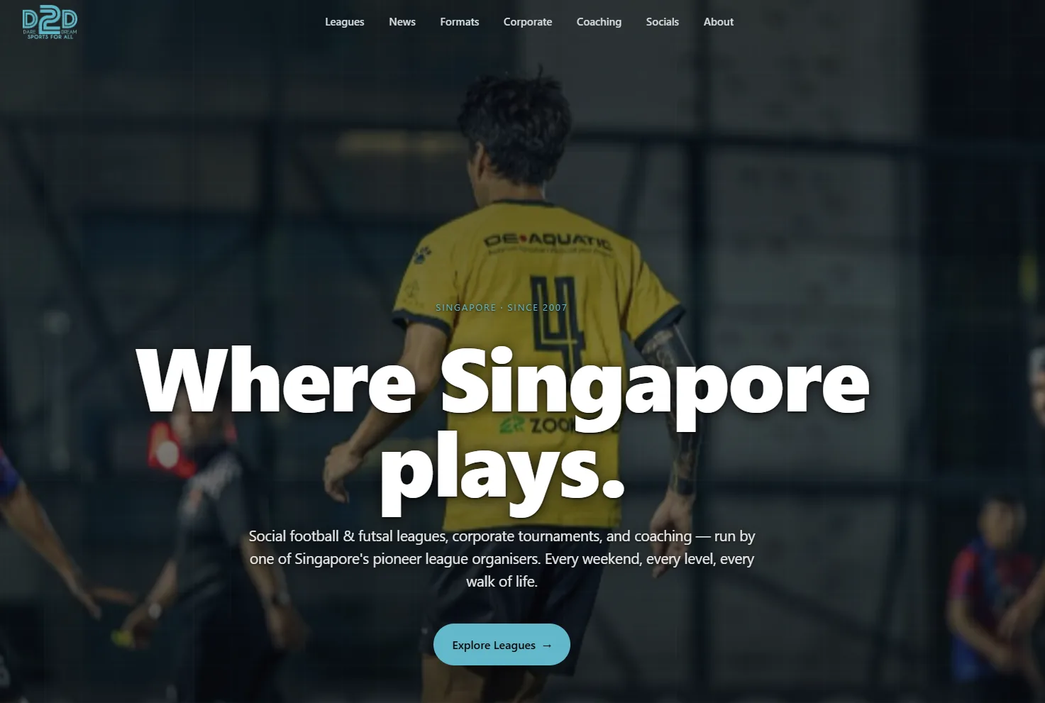 D2D Sports website — hero